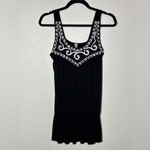 Chris & Carol Black and White Embellished Women's Sleeveless Top Size Large